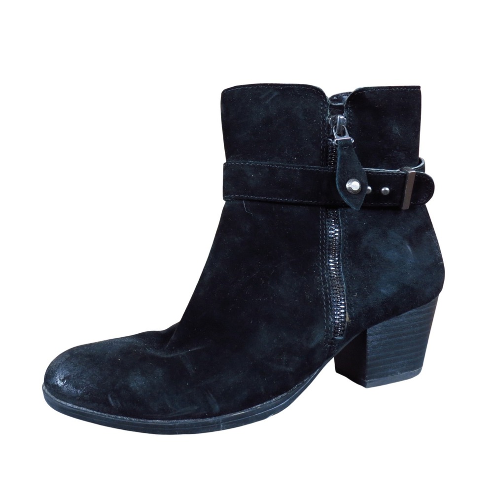 Earth Royal Womens Ankle Boot 8.5 Fashion Workwear Black Suede Leather
